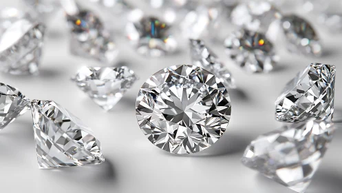Rendered round-cut diamonds are arranged on neutral surface