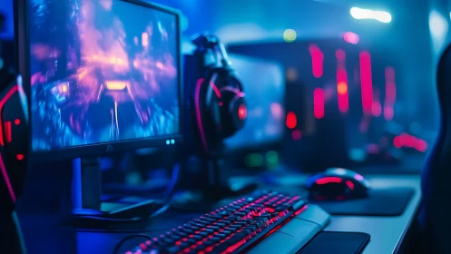 Neon-lit gaming sanctuary glowing with playful energy.