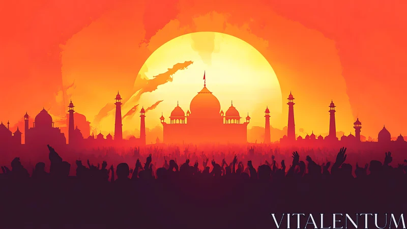 Sun-swollen horizon crowns jubilant city of spires