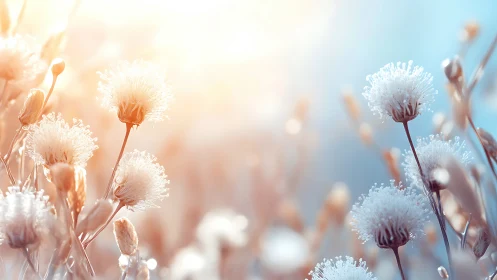 Crystalline frosted thistles with differential depth of field focus technique