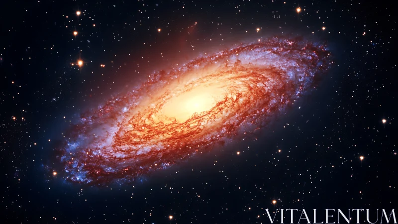 Bright spiral galaxy core glowing in deep outer space.