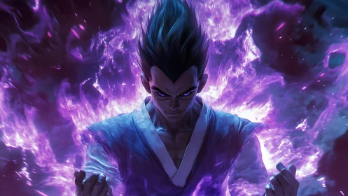 Purple storm warrior wrapped in crackling cosmic power.