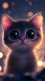 Luminous Cat Portrait with Golden Aura Effect.