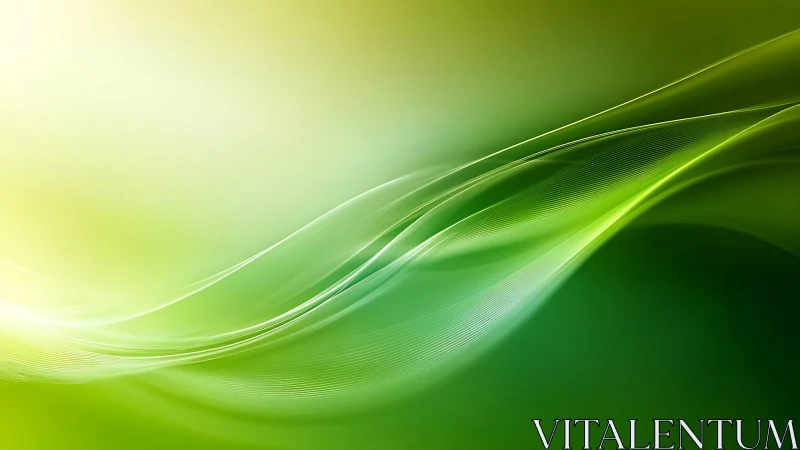 Green light waves curve across soft gradient space.