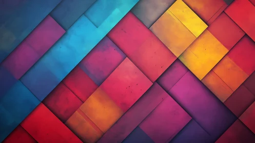 Multicolored diagonal geometric panels in layered grid pattern.