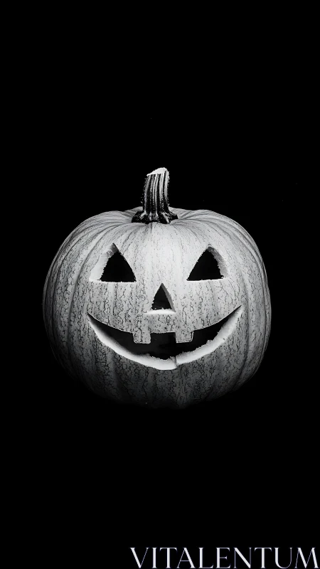 Monochrome jack-o’-lantern under hard frontal lighting isolates form