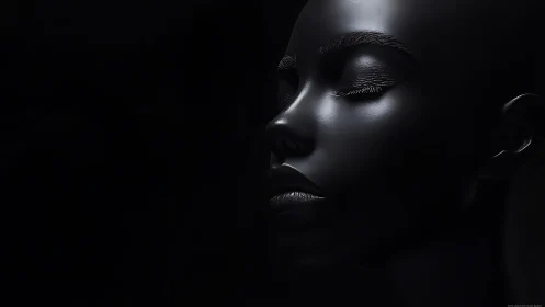 Specular black portrait under extreme low key illumination.