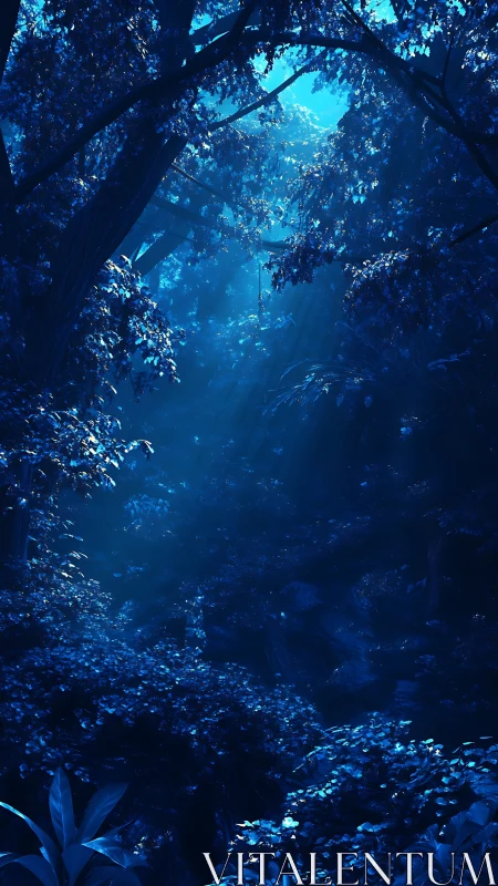 Ethereal Forest Canopy Illuminated by Celestial Light