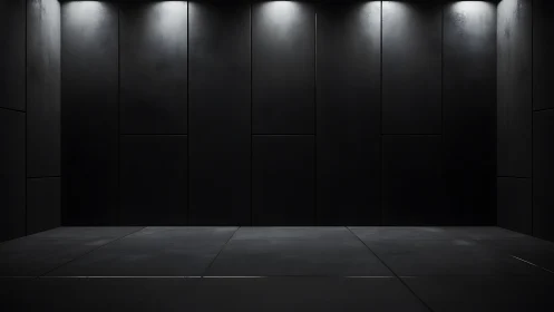 Minimalist black chamber uses overhead spots to sculpt depth