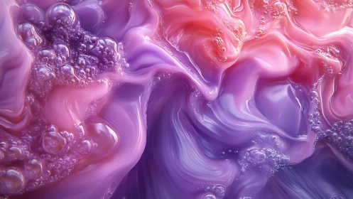 Iridescent lavender foam swirls with soft pearlescent waves.