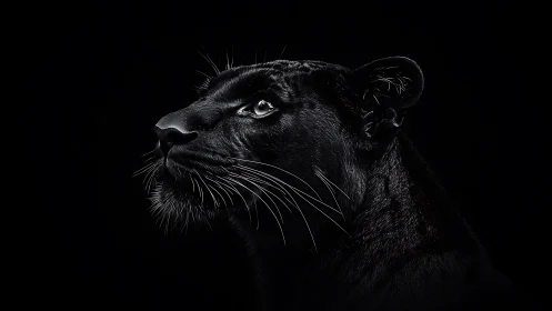 Black Panther Portrait Rendered Against Dark Studio Background.