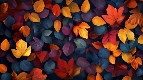 Autumn leaves pattern with rich contrast and layered depth.