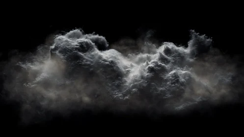 Volumetric storm cloud drifts through deep black space.