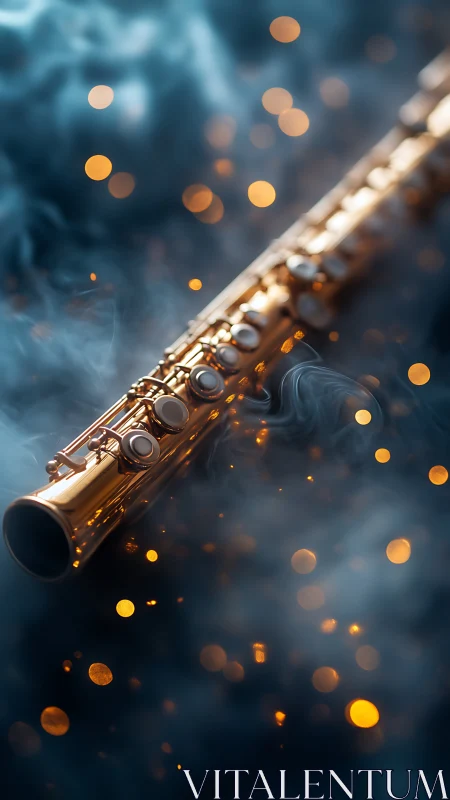 Golden flute drifts through twilight mist and embered echoes