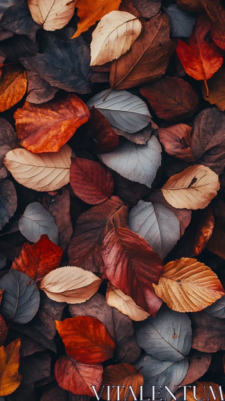 Chromatic macro study of layered autumn leaf tessellation.