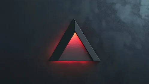 Neon ember triangle glows against midnight concrete hush.