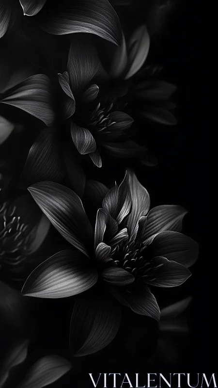Monochromatic Floral Study: High Contrast Black and White Botanical.