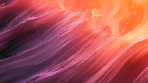 Sunlit coral waves rise like molten silk in radiant motion