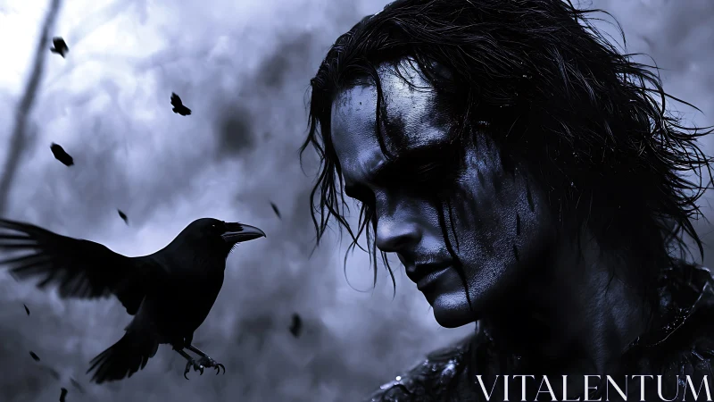 Midnight mourner bends toward a whispering raven&rsquo;s wing.