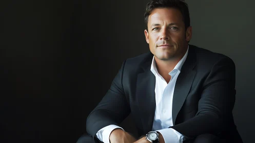 Half-length corporate portrait under soft directional lighting.