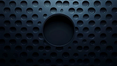 Dark perforated surface with central circular recess detail.