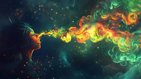 Cosmic portrait with luminescent nebula breath stream.