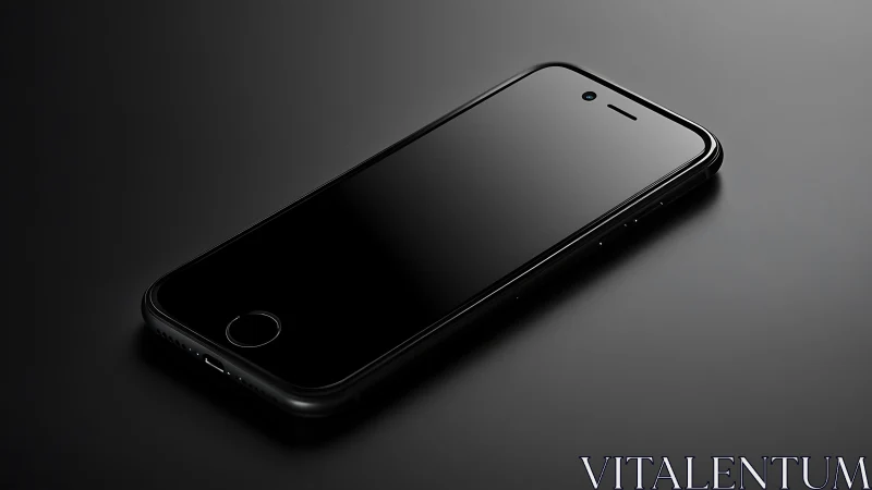 Black smartphone on neutral background with studio lighting