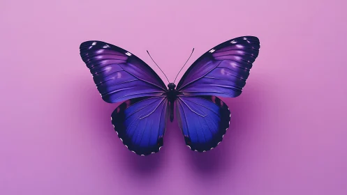 Vibrant purple butterfly rendered in clean digital minimalism