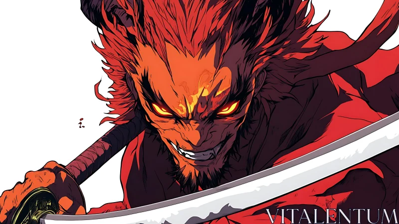 Hellfire bladesman lunges forward with molten demon fury.