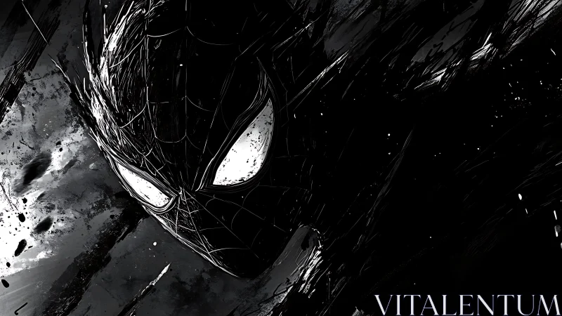 Dark masked vigilante portrait in dynamic ink shadows.