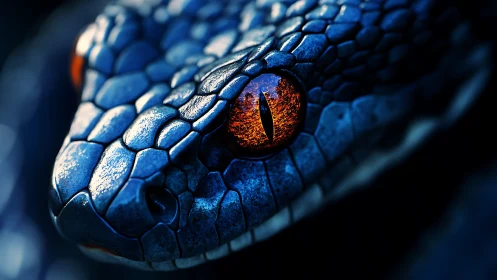 Close-up render shows detailed blue-scaled reptile head
