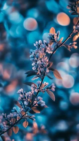 Flowering Branch with Warm Bokeh Lights