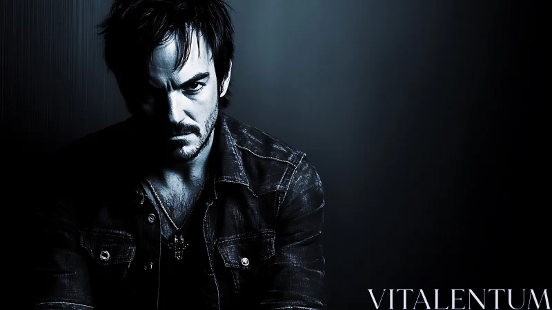 Moody male portrait uses hard side lighting and dark tones