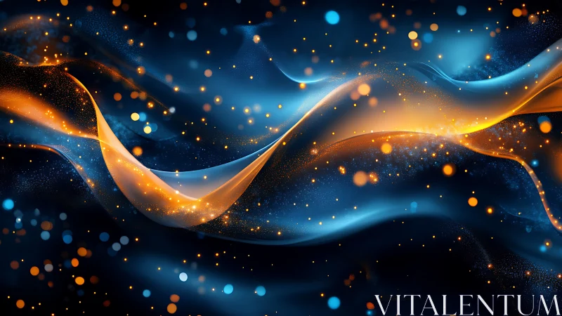 Soft starlit currents of blue and gold drifting together.