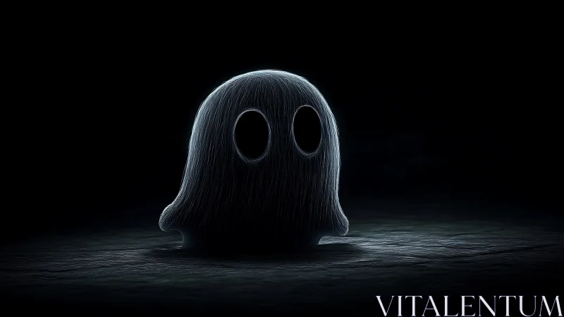 Isolated ghost-like figure under narrow overhead light.