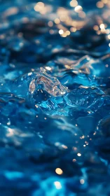 Macro water surface with glowing bokeh highlights.