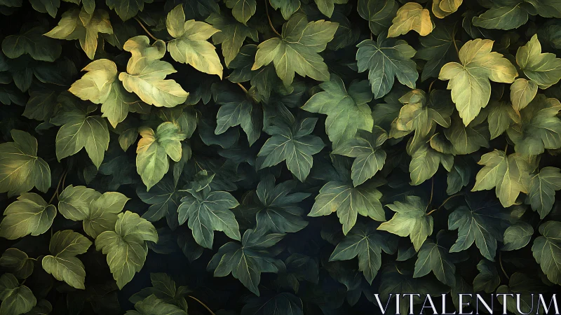 Ivy leaves form layered emerald tapestry over shadowed wall