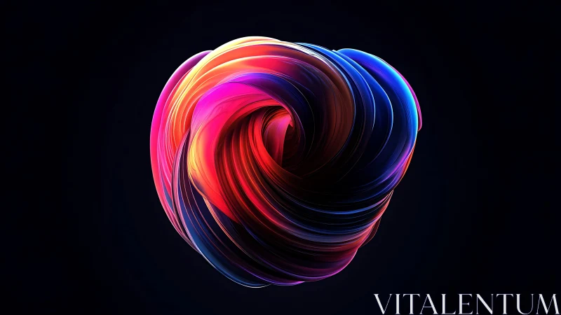 Abstract luminous ribbon torus on dark gradient field.