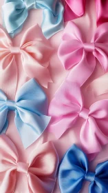 Chromatic satin bow array under controlled soft lighting.