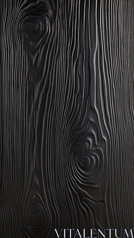 Charcoal black wood grain with sculpted knot textures.
