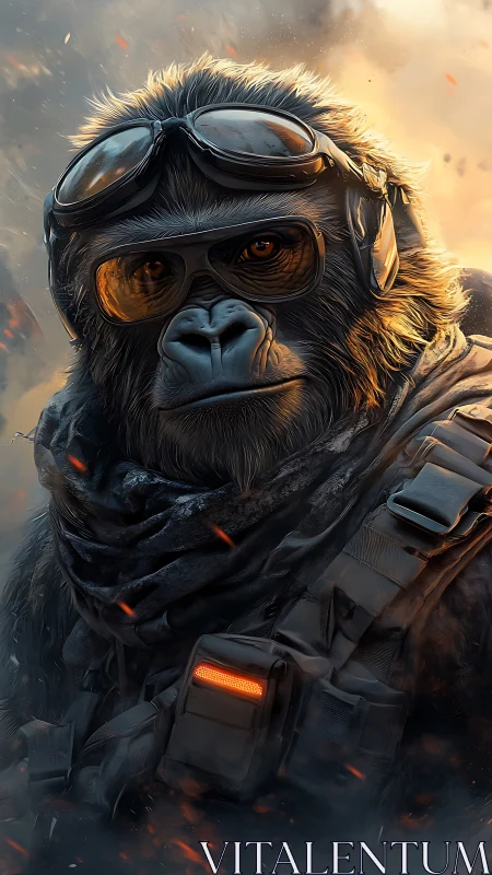Armored gorilla portrait renders hyperreal tactical detail