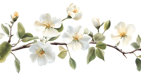 White Spring Blossoms on Branching Stems