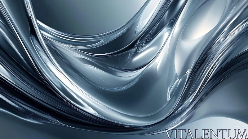 Sleek metallic abstract waves in glossy modern digital art style.
