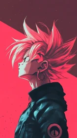 Neon-scorched rebel profile under electric twilight skies.