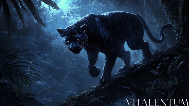 Midnight Prowler: Shadow Panther Commands the Luminous Jungle