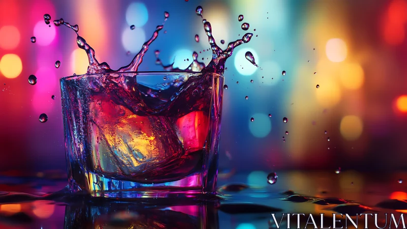 Prismatic Splash: Neon Liquid Ballet Frozen in Glass.