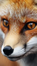 Fox eyes hold a quiet city skyline inside molten gold