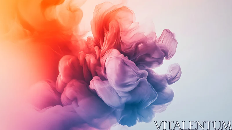 Digital painting of iridescent ink cloud in soft gradient space.