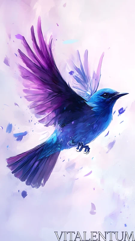 Aurora-feathered songbird carves neon flight through clouds