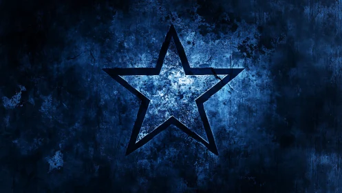 Blue grunge star glows against dark textured background